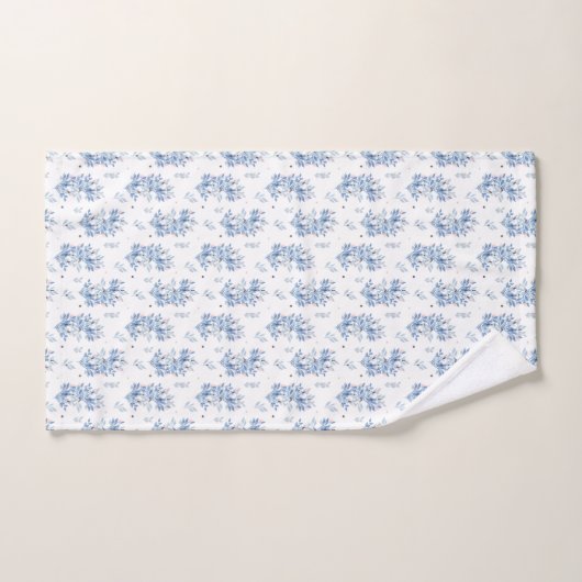 Modèle floral bleu (Serviette à main)