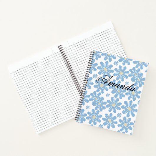 Modèle floral bleu - Carnet spiral personnalisé (Intérieur)