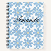 Modèle floral bleu - Carnet spiral personnalisé (Devant)