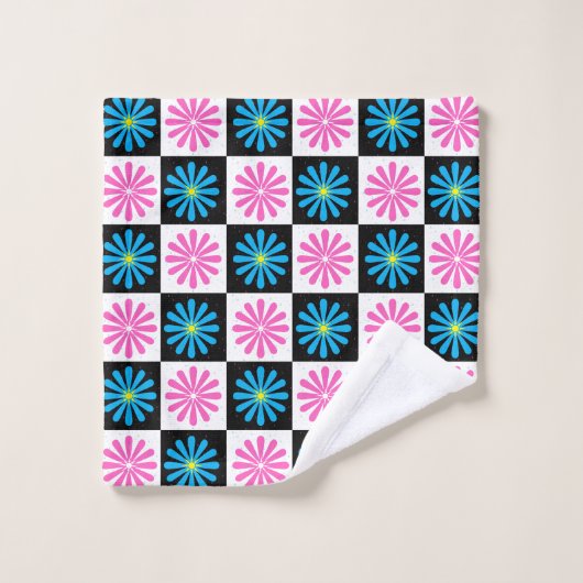 Modèle floral bleu rose géométrique (Gant de toilette)