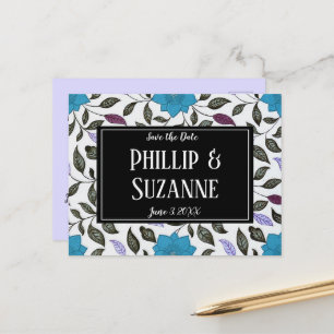 Modèle Floral bleu vintage Enregistrer la date