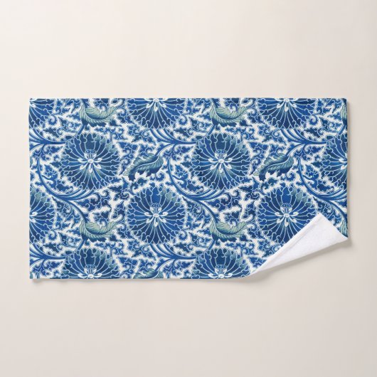 Modèle floral chinois bleu (Serviette à main)