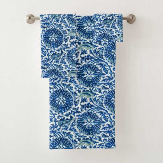Modèle floral chinois bleu (En situation)