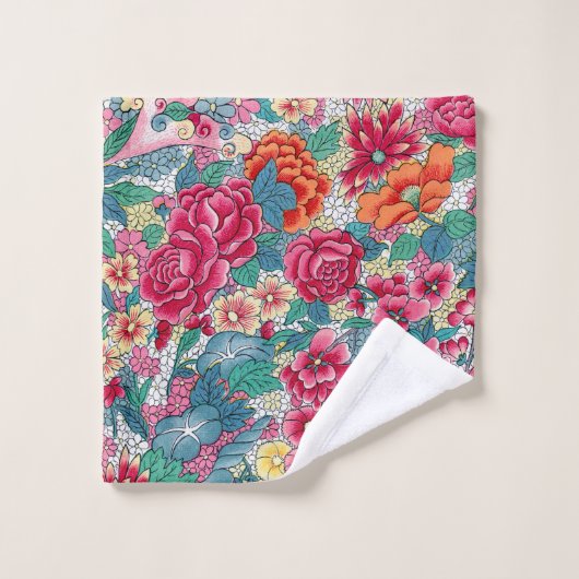 Modèle floral chinois coloré (Gant de toilette)