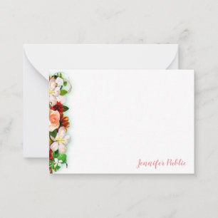 Modèle floral coloré aquarelle écriture manuscrite