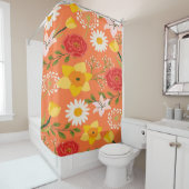Modèle floral coloré Douche rideau (En situation)