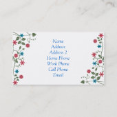 Modèle floral de carte d'affaires ou de profil (Dos)