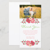Modèle floral de carte photo de bébé de Merci (Devant / Derrière)