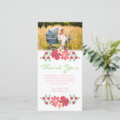 Modèle floral de carte photo de bébé de Merci (Debout devant)