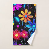 Modèle floral de néon brillant (Serviette à main)