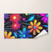 Modèle floral de néon brillant (Serviette à main)