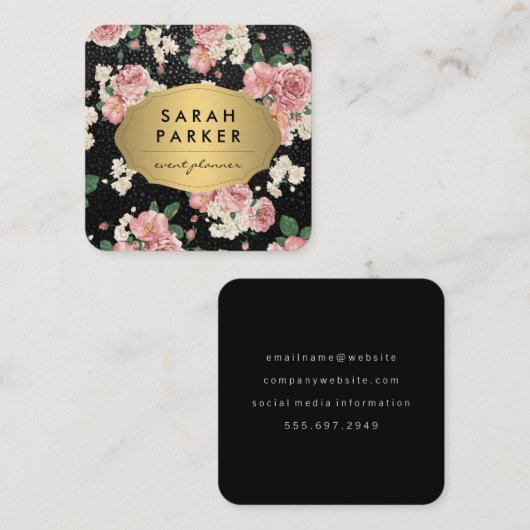 Modèle Floral de point Étiquette or (Devant / Derrière)