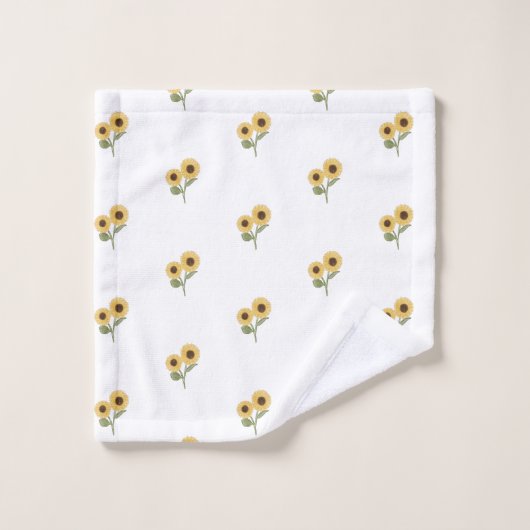 Modèle floral de tournesol vert Conception minimal (Gant de toilette)