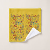 Modèle floral Elégance dorée avec fleurs modérées (Gant de toilette)