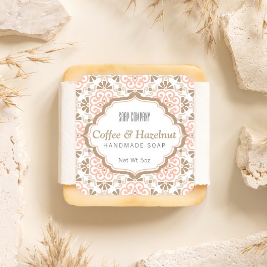 Modèle floral Feminine Coral Carré Étiquette