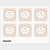 Modèle floral Feminine Coral Carré Étiquette (Feuille)