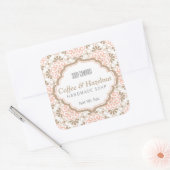 Modèle floral Feminine Coral Carré Étiquette (Enveloppe)