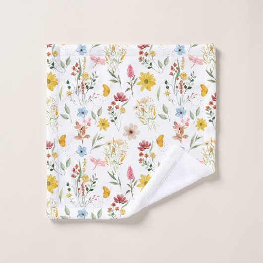 Modèle floral fleur sauvage (Gant de toilette)