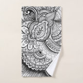 Modèle floral géométrique moderne noir et blanc (Serviette à main)