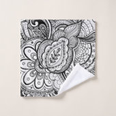 Modèle floral géométrique moderne noir et blanc (Gant de toilette)
