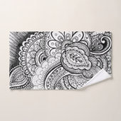Modèle floral géométrique moderne noir et blanc (Serviette à main)