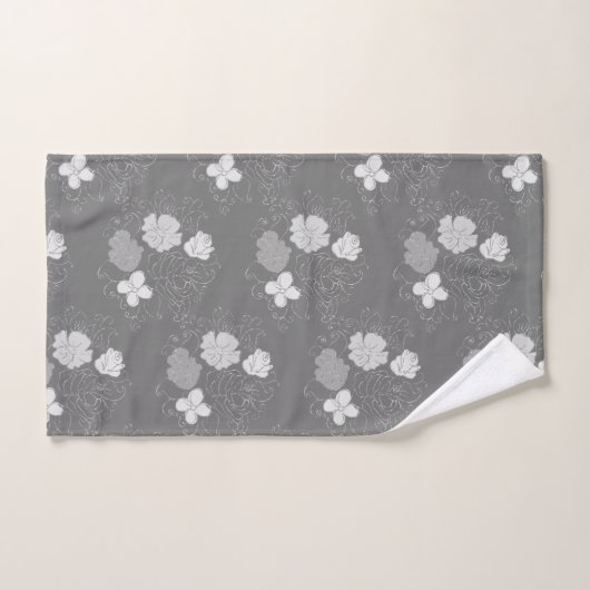Modèle floral gris et blanc moderne (Serviette à main)
