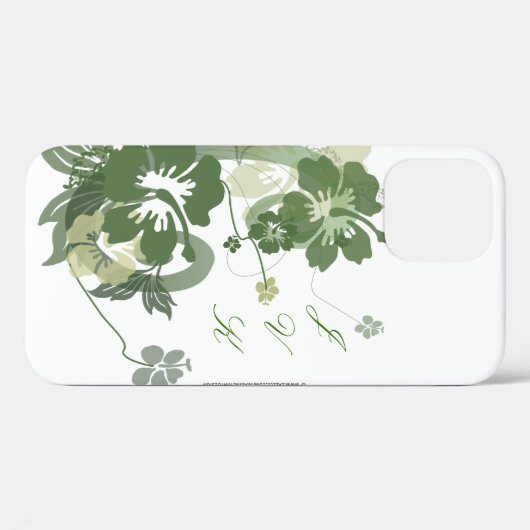 Modèle Floral hawaïen en vert Coque monogrammé - (Verso (horizontal))