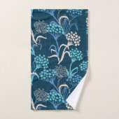 Modèle Floral Hydrangea stylisé - Bleu élégant (Serviette à main)