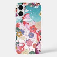 Modèle floral japonais iPhone 16 Coque