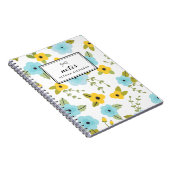 Modèle Floral Jaune & Bleu Carnet personnalisé (Côté Droit)