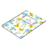 Modèle Floral Jaune & Bleu Carnet personnalisé (Côté gauche)