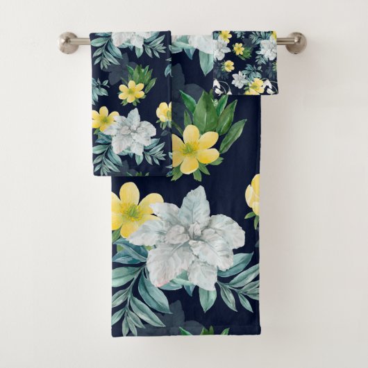 Modèle floral jaune et gris (En situation)