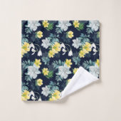 Modèle floral jaune et gris (Gant de toilette)