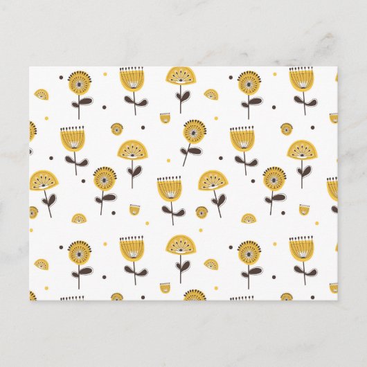 Modèle Floral Jaune Moderne Du Milieu Du Siècle (Devant)