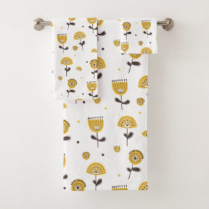 Modèle Floral Jaune Moderne Du Milieu Du Siècle