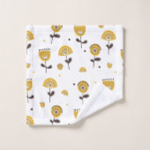 Modèle Floral Jaune Moderne Du Milieu Du Siècle (Gant de toilette)