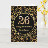 Modèle floral noir et or pour 26e anniversaire (Fleur jaune)