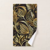 Modèle Floral Or Sur Noir (Serviette à main)