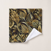 Modèle Floral Or Sur Noir (Gant de toilette)