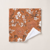 Modèle Floral Orange Brûlé (Gant de toilette)