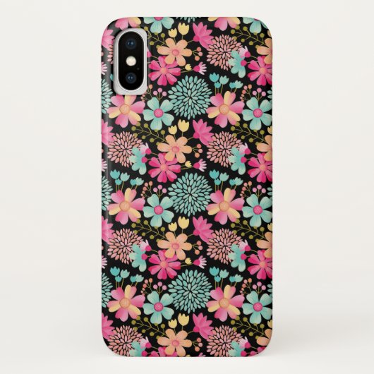Modèle floral peint IPHONE X Couverture Coque (Dos)