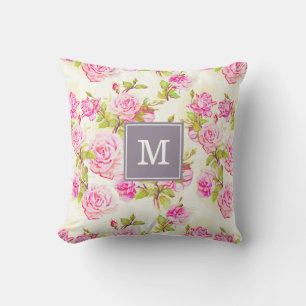 Modèle Floral personnalisé Vieux Rose coussin Mono