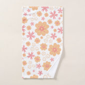 Modèle floral rétro et ensemble de serviettes rose (Serviette à main)