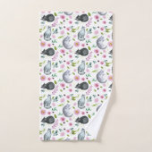 Modèle floral rose chat mou (Serviette à main)