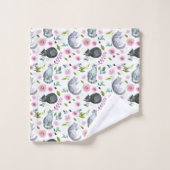 Modèle floral rose chat mou (Gant de toilette)