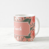 Modèle floral rose personnalisé Mug de café (Devant droit)
