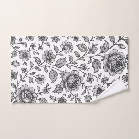 Modèle Floral Rose vintage (Serviette à main)