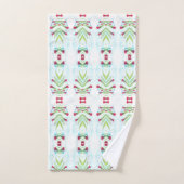 Modèle floral rouge et Turquoise (Serviette à main)