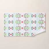 Modèle floral rouge et Turquoise (Serviette à main)