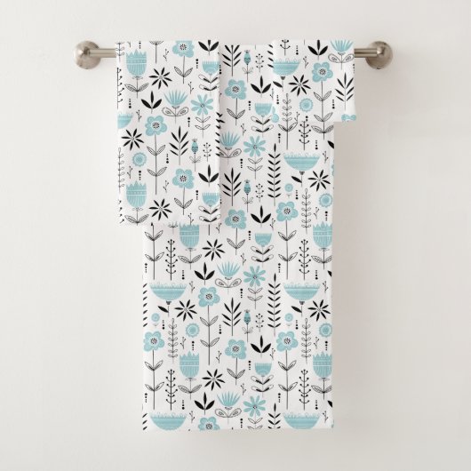 Modèle floral scandinave bleu (En situation)